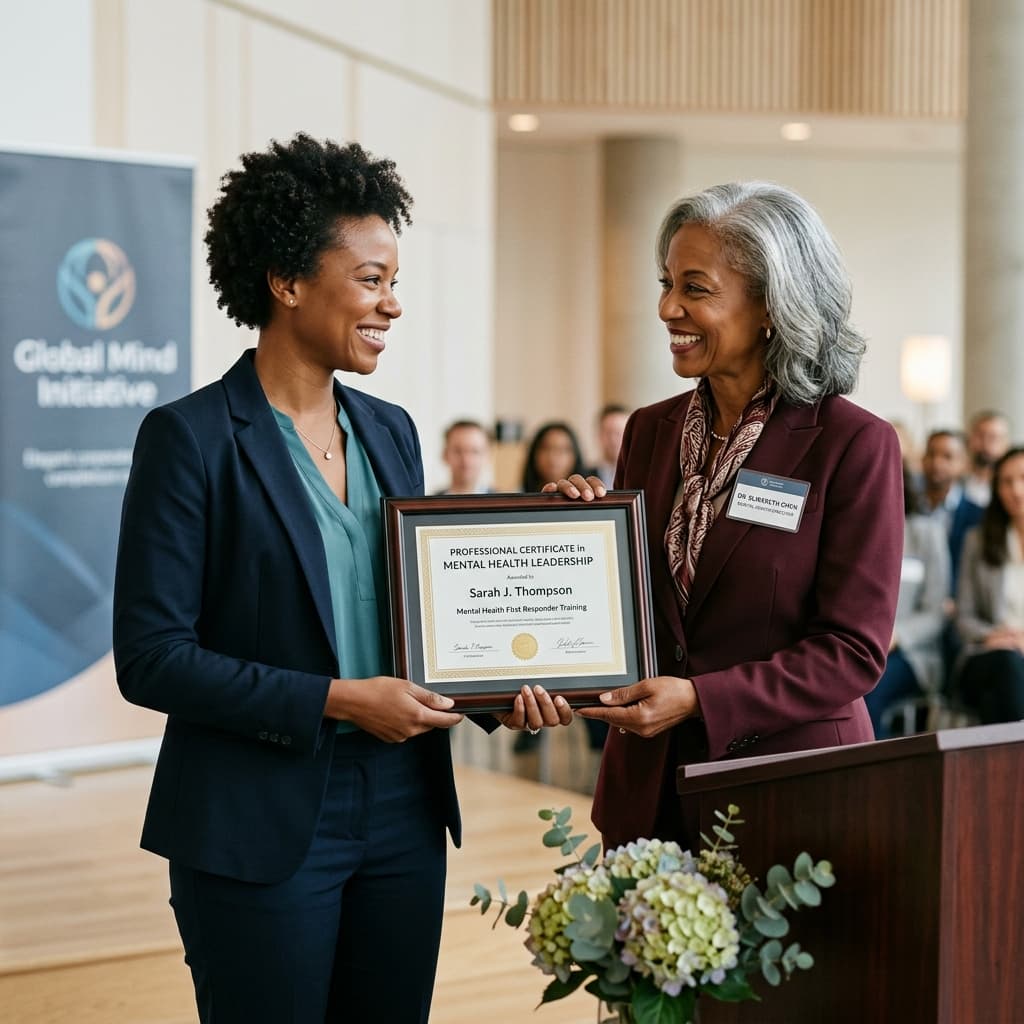 A CMHCB training certificate being awarded